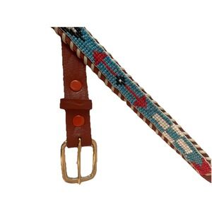 VTG Native American southwestern Indian steerhide beaded belt size 32